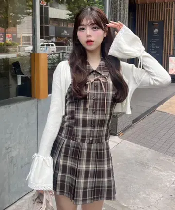 OLIVE des OLIVE YUI 기획 슬리브리스 셔츠 미니 원피스
