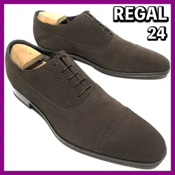 REGAL 리갈 24cm 남성용 스웨이드 스트레이트 팁 가죽 신발 브라운