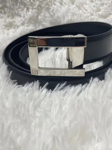 dunhill 던힐 벨트 버클 로고 실버 천연 가죽 블랙