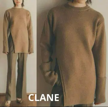 CLANE SLANT CUT KNIT TOPS/슬랜트컷 니트탑