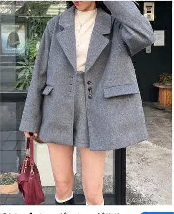 chico 샤기 싱글 루즈 자켓 그레이 테일러드 자켓