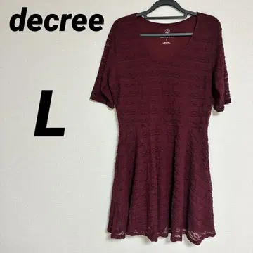 decree 버건디 반팔 무릎 기장 원피스 [ L ] 레이스 파티 드레스