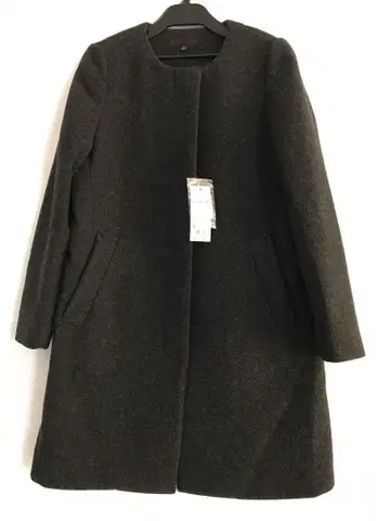 UNIQLO 새상품 S 울 노카라 코트 발수 다크 그레이