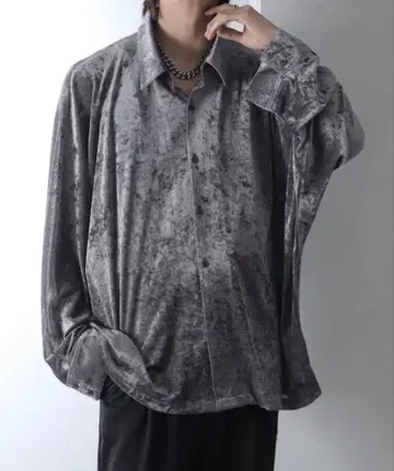 welise 리치 벨벳 시어 패브릭 긴팔 오버 돌먼 셔츠 S