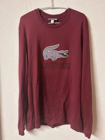 LACOSTE 버건디 긴팔 티셔츠 L