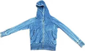 90s 데님 후드 부착 더블 집업 후드티 빈티지풍