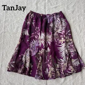 TanJay 플레어 스커트 보라색 플로럴 Petites 미디 스커트