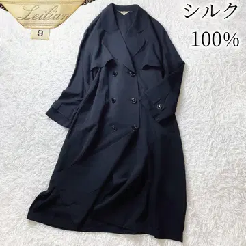 1 leilian 레리안 고급 실크 100 빅 롱 트렌치코트 블랙