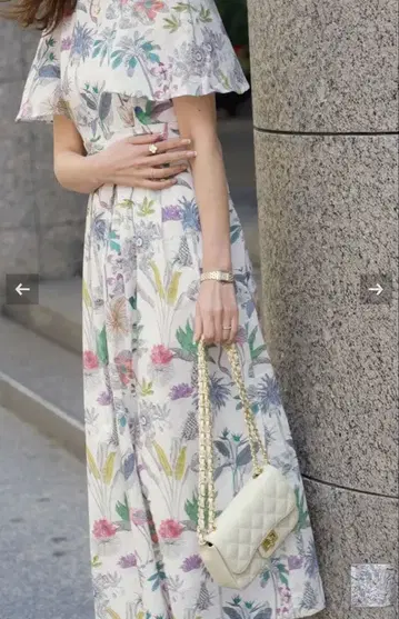 huit bouquet 믹스 트로피컬 패턴 롱 원피스