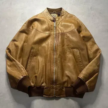 90s vintage real leather jacket brown