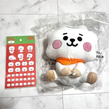BT21 RJ BTS 앉은 봉제 인형 씰 스티커