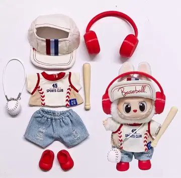 LABUBU 봉제 인형 코스튬 POP MART 마카롱 SET 야구