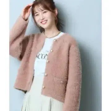 저스길리티 라메 샤기 니트 자켓