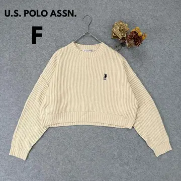 [ U.S. POLO ASSN. ] 원포인트 자수 숏 기장 니트 아이보리