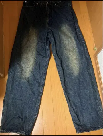 다크 블루 와이드 레그 데님