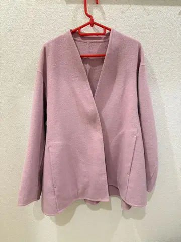 PLST 하프 코트 노카라 핑크