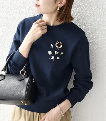 새상품 SHIPS any 속기모 비쥬 크루넥 컴팩트 풀오버