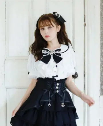 LIZLISA 리즈리사 사다리 레이스 리본 블라우스