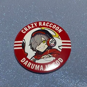 CRAZY RACCOON 캔뱃지 DARUMA IS GOD