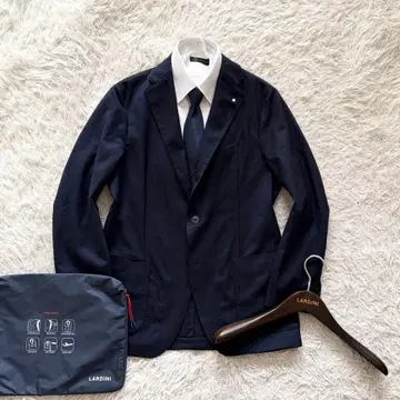 [새상품급] LARDINI 이지 웨어 신규 로고 네이비 울 자켓 46