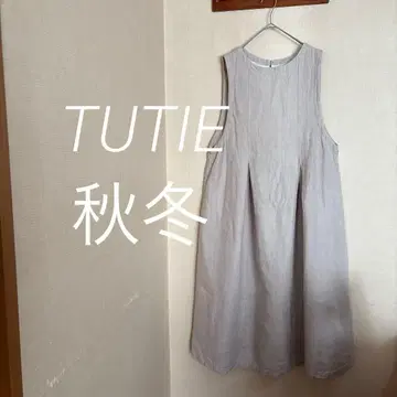 츠치에 TUTIE 마 100% 오버롤 스커트 원피스 린넨 100% 나츄란