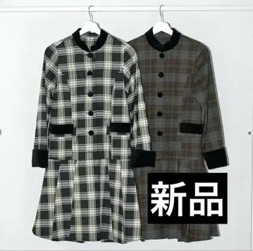 idem 브리티시 클래시컬 체크 벨로아 원피스 새상품 레트로