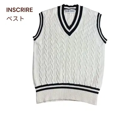 INSCRIRE 아스클레르 칠드런 니트 베스트 화이트 프리 사이즈