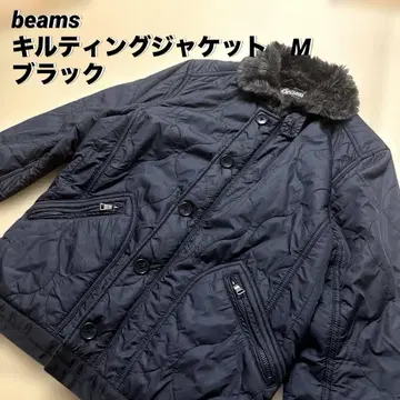 beams 네이비 퀼팅 자켓 퍼 포함