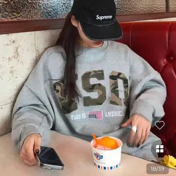 nugu USA 카모플라쥬 스웨트 셔츠 그레이 bom