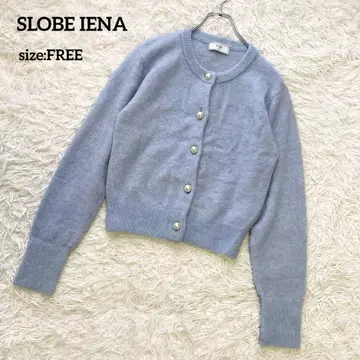 알파카 혼방 SLOBE IENA 가디건 울 펄 버튼 블루