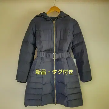[ 새상품 택 포함 ] 네이비 후드 부착 다운 자켓 벨트 포함