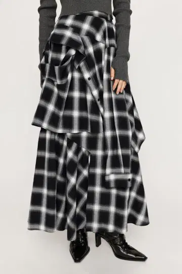 PLAID LAYERED L/SK 격자 무늬 레이어드 롱 스커트 1