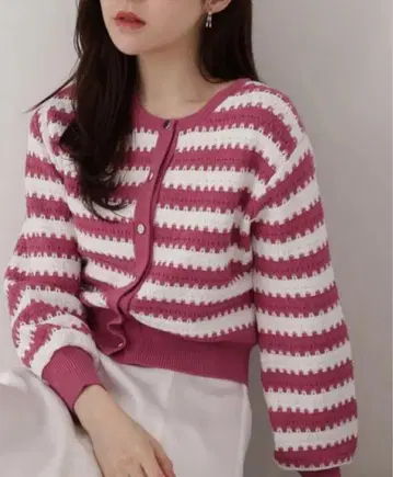 PROPORTION BODY DRESSING 패턴 짜임 보더 가디건