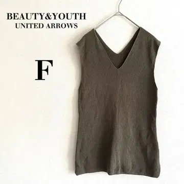 [ BEAUTY&YOUTH ] 슬리브리스 니트 V넥 풀오버 올리브