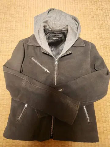 후드 부착 그레이 라이더 자켓