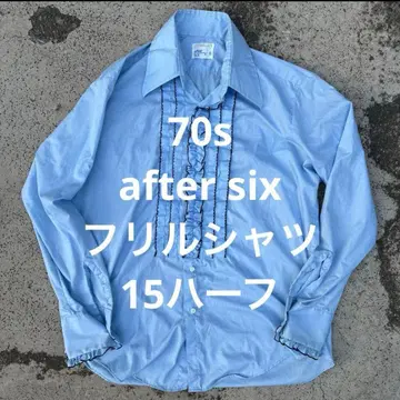 After six 프릴 셔츠 스카이블루 70's 히피 빈티지