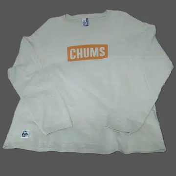 스테디셀러! 고품질 CHUMS 참스 긴팔 티셔츠 베이지/오렌지 XL