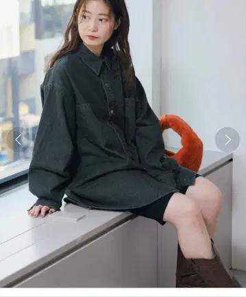 카스타네 데님 가죽 끈 셔츠
