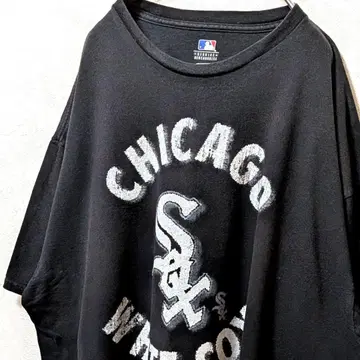 MLB 시카고 화이트삭스 빅 로고 티셔츠 블랙 2XL 구제 의류