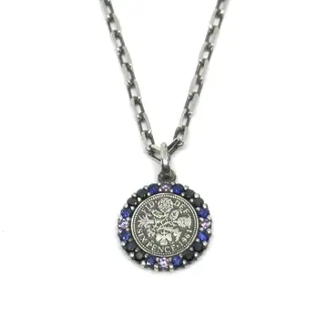 [ AQUA SILVER ] 6펜스 코인 45cm 펜던트 목걸이