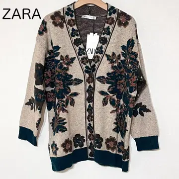 [ 새상품 ] ZARA 꽃무늬 플라워 자카드 가디건 S