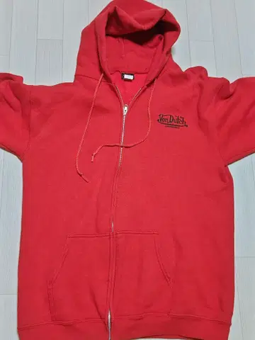 레어 Von Dutch 빨간색 라지 보치 집업 후드티