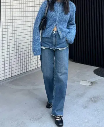 MOUSSY 블루 니트 가디건 버튼 포함 미사용에 가까움