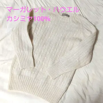 마가렛호웰 캐시미어 100% 니트 화이트 스코틀랜드제