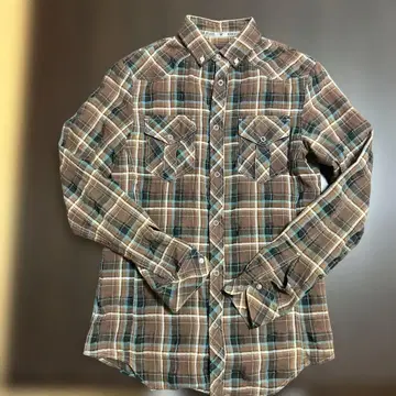 Armani Jeans 브라운 체크 긴팔 셔츠