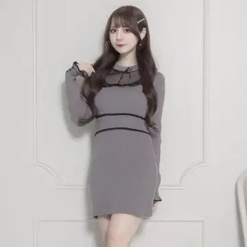 pium 튤 프릴 도리 니트 원피스
