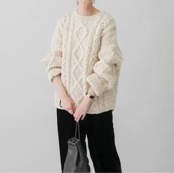 카구레 [ 23AW ] 상태 좋음 페루 아란 크루넥 니트 kagure