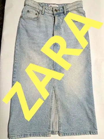 ZARA 데님 스커트 라이트 블루 앞 슬릿