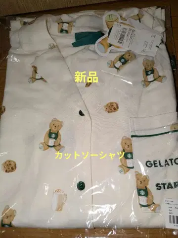 스타벅스 젤라또피케 베어 패턴 티셔츠 셔츠 아이보리 새상품 스벅