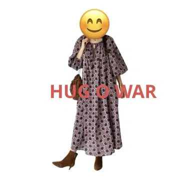 HUG O WaR 인도 면 양류 원피스 사이즈 1 꽃무늬 긴팔 원피스